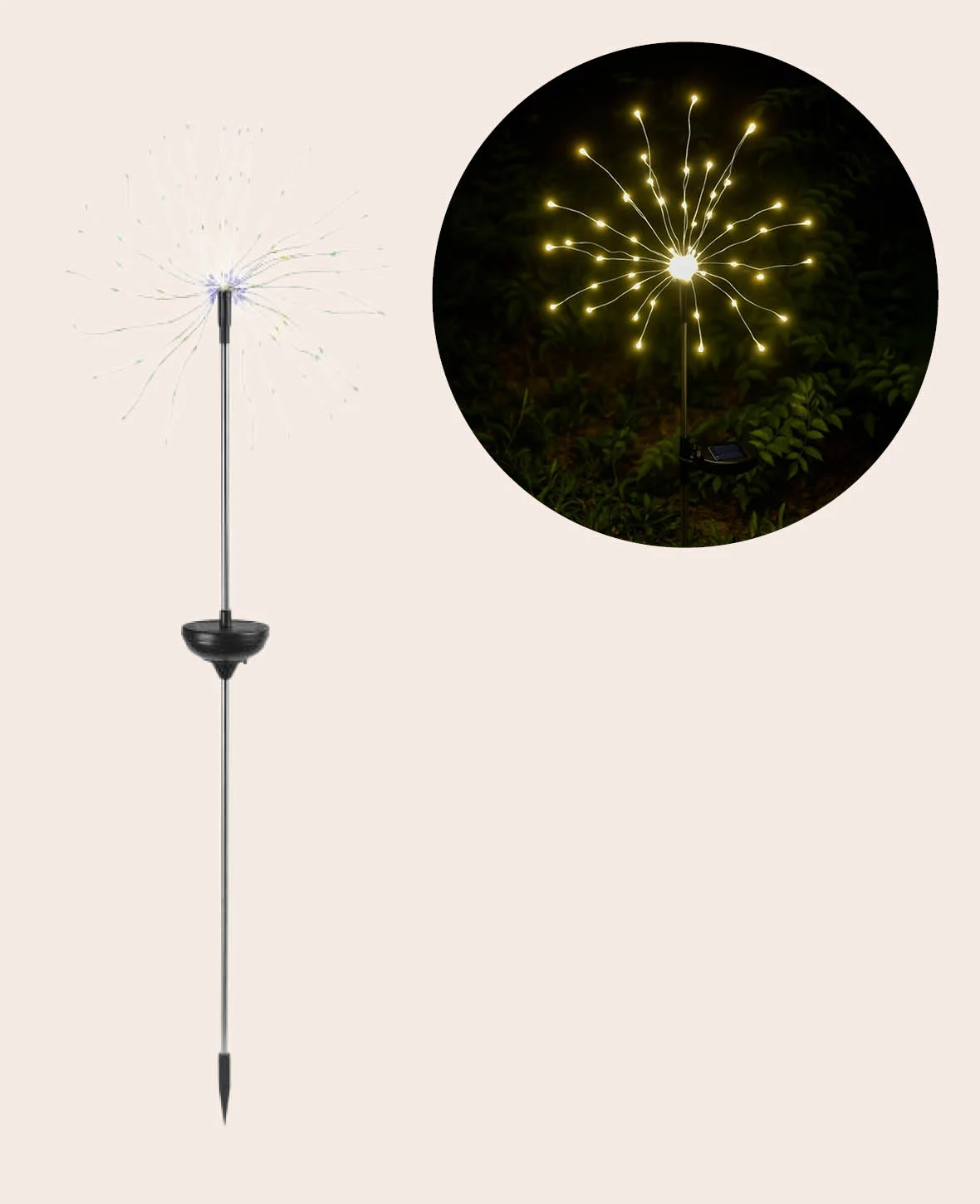Outdoor LED Solar Gartenleuchte mit Erdspies – Warmweiss