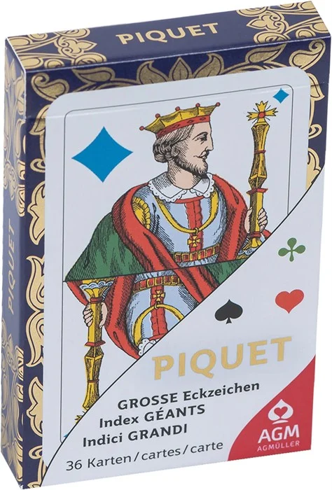 AGM - Jasskarten Piquet mit Goldfolie - 4 Farben