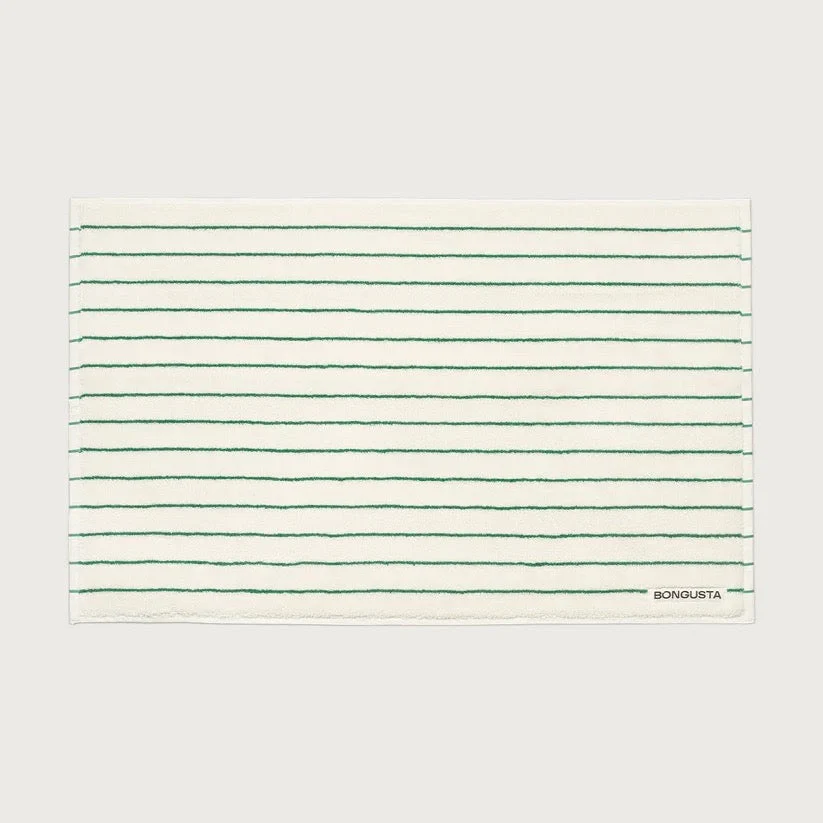 Badematte BONGUSTA “Pure White & Grass” | 50x80cm Baumwolle | Zeitlos & Frisch