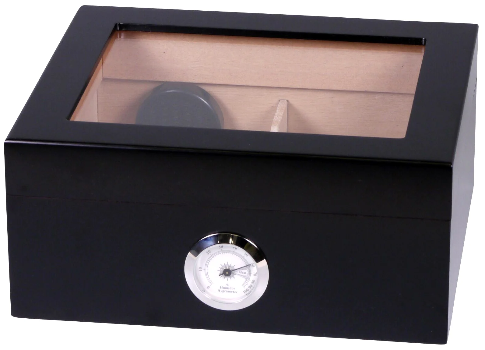 Classic Zigarrenhumidorschwarz matt Deckel mit Glaseinsatz für ca. 25 Zigarren (561277)