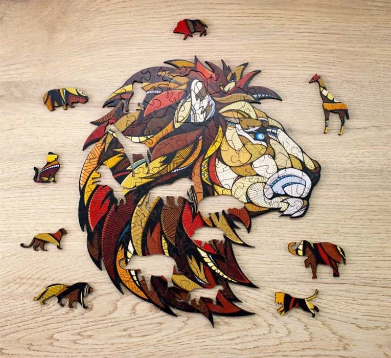 Eco-Wood-Art - Holzpuzzle Löwe mit Spieltieren