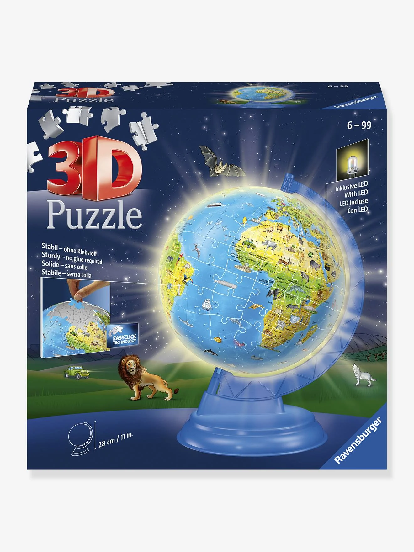 Kinder 3D Kinderglobus mit Licht Ravensburger - blau