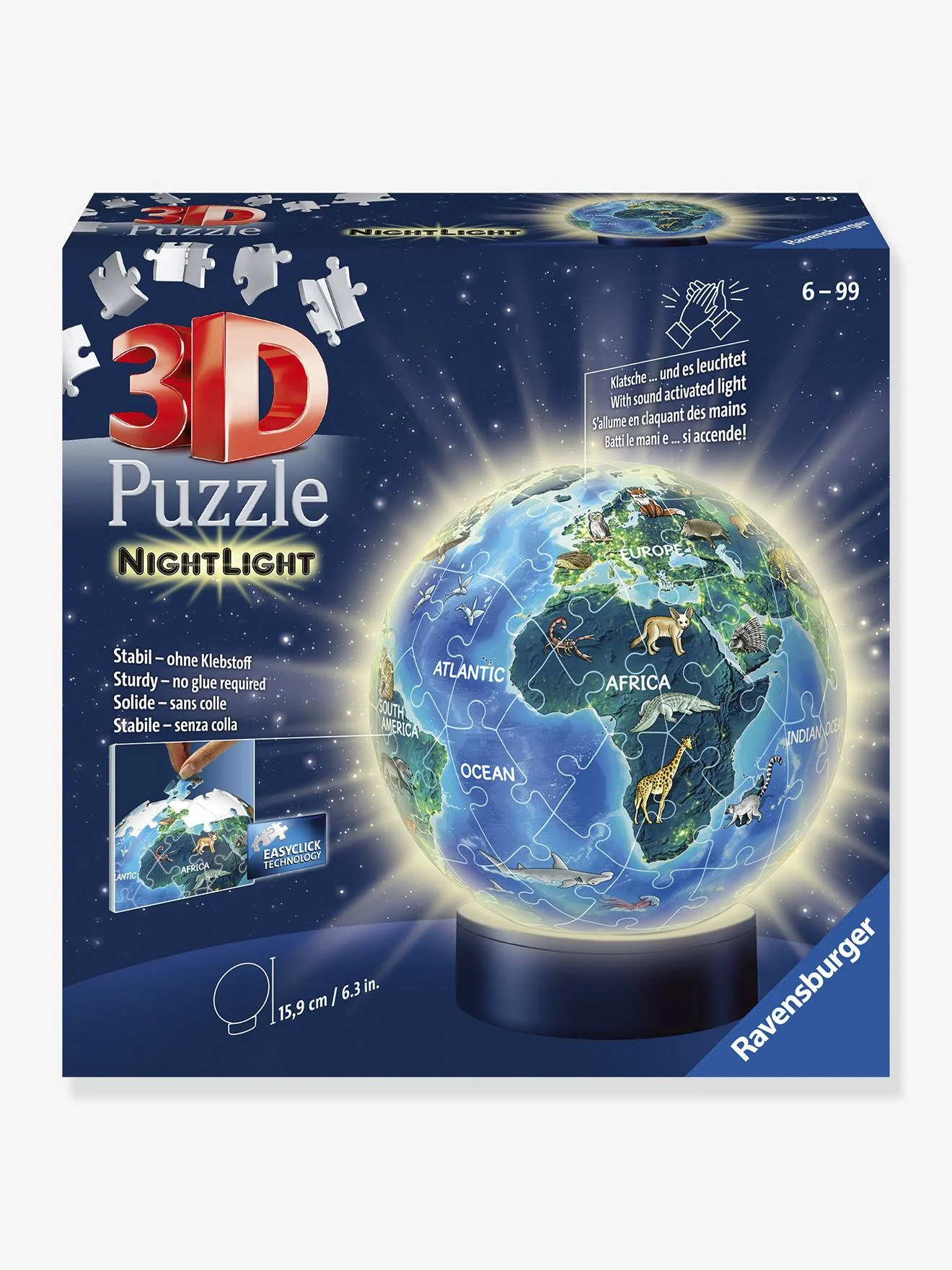 Kinder 3D Puzzle-Nachtlicht Erde bei Nacht Ravensburger - mehrfarbig