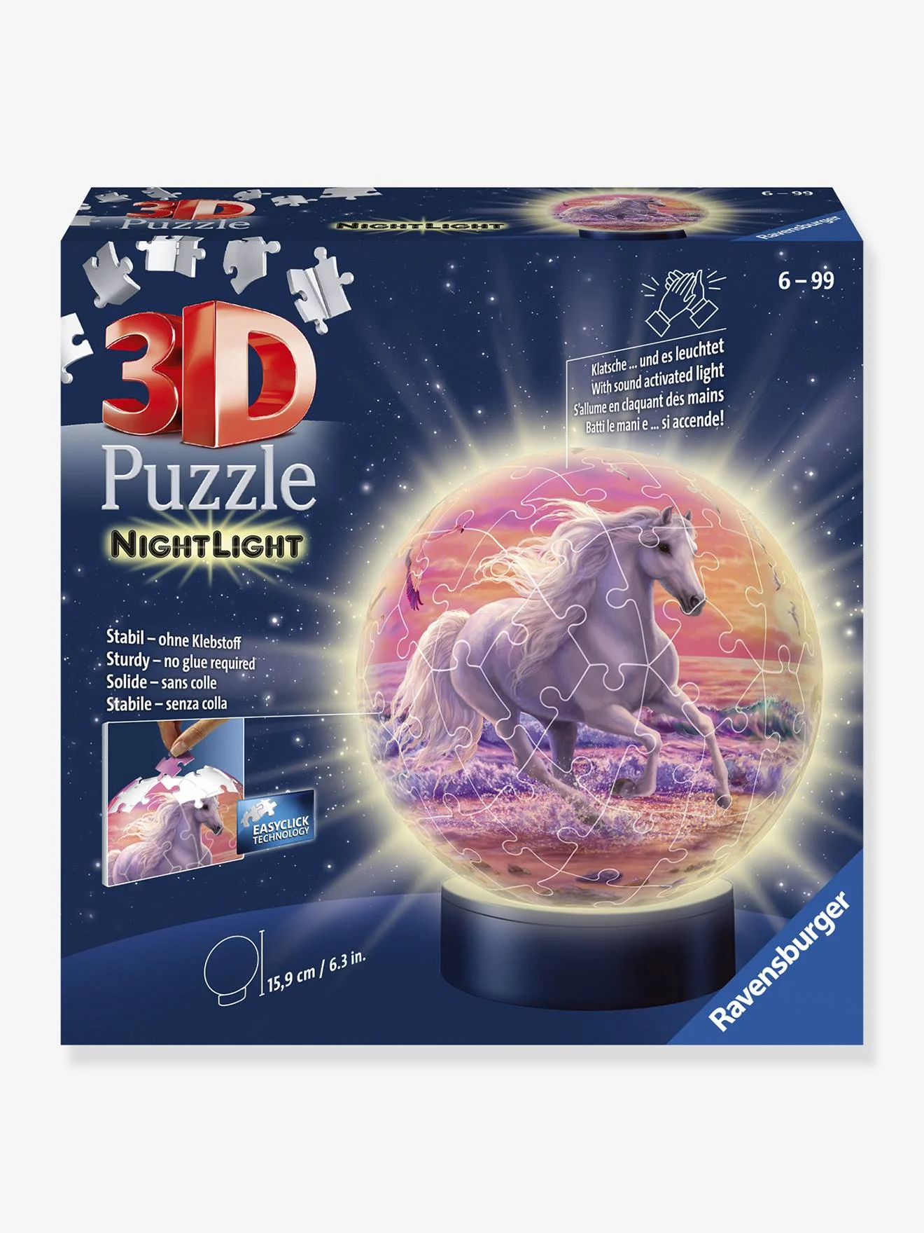 Kinder 3D Puzzle-Nachtlicht Pferde am Strand Ravensburger - mehrfarbig