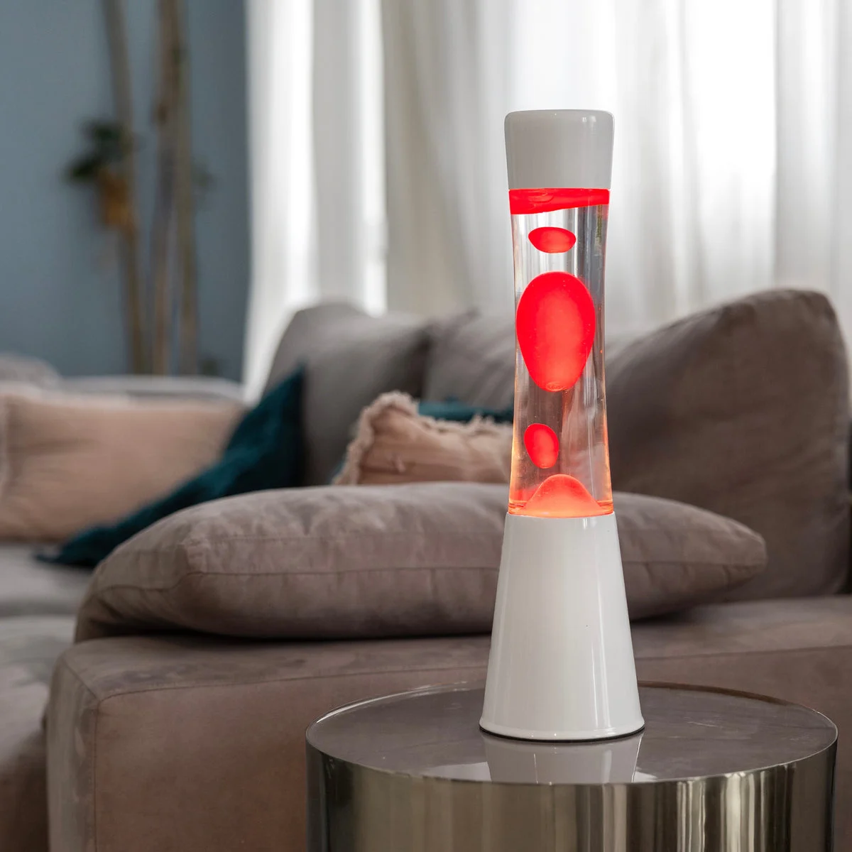 Lava Lampe Fisura "Tower" | White & Red | Beruhigend & Kultig