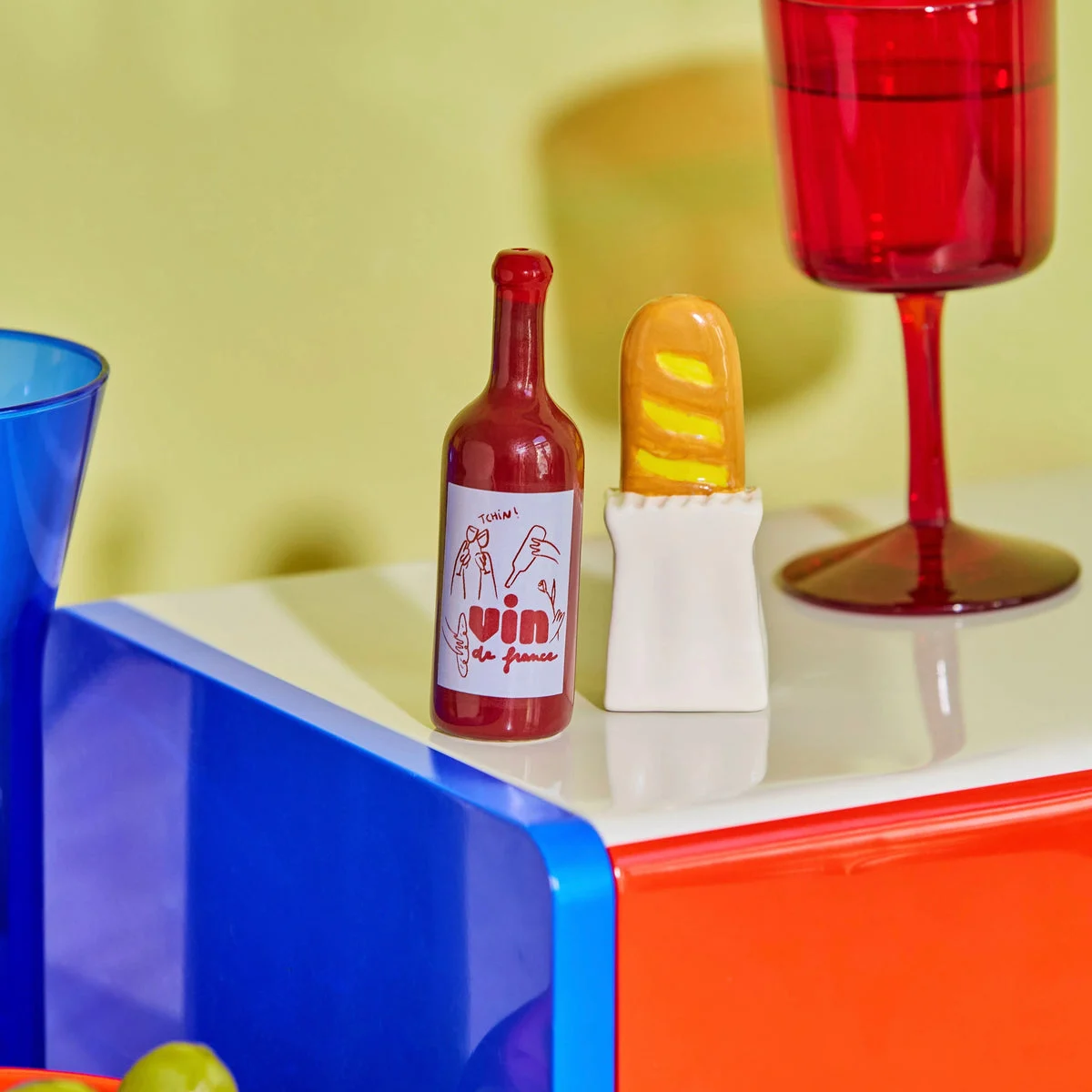 Salz- & Pfefferstreuer Fluid Market “Baguette & Wein” | Originelles Duo