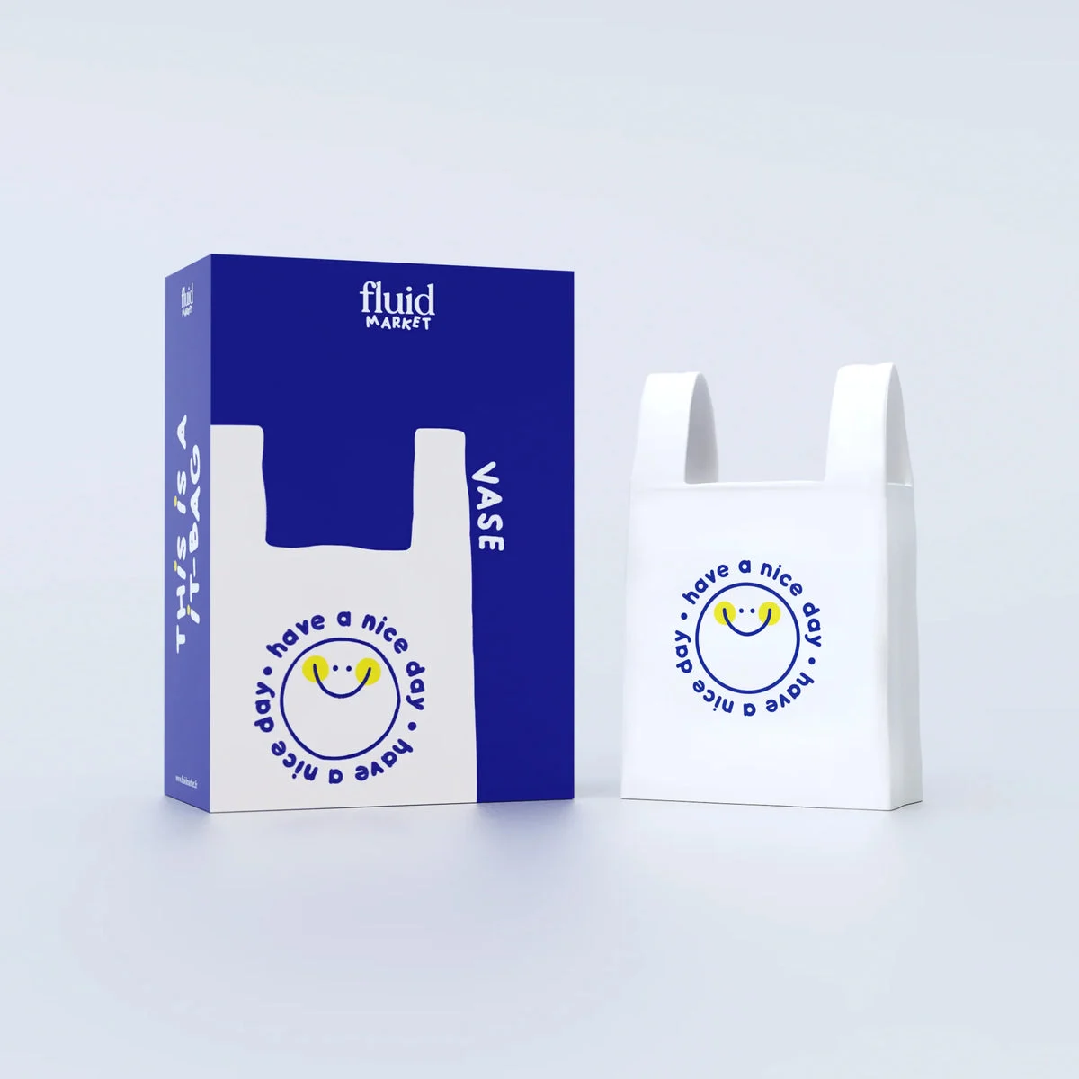 Vase Fluid Market "Plastic Bag" | Weiß, Keramik, Kreatives Design