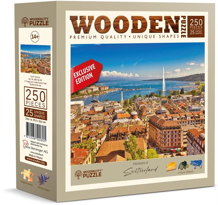 Wooden City Puzzle Holz L CH Genf 250 Teile